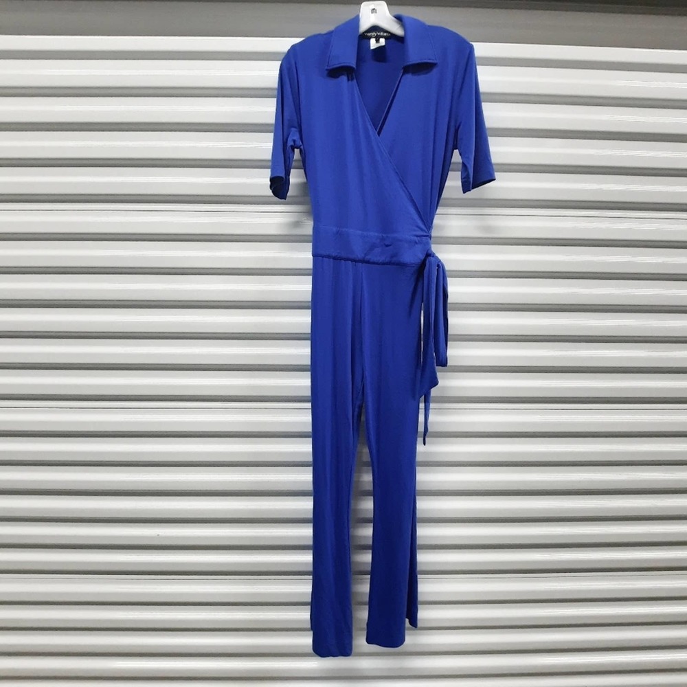 Wendy Williams Jumpsuit Womens Small Blue Pants Stretch